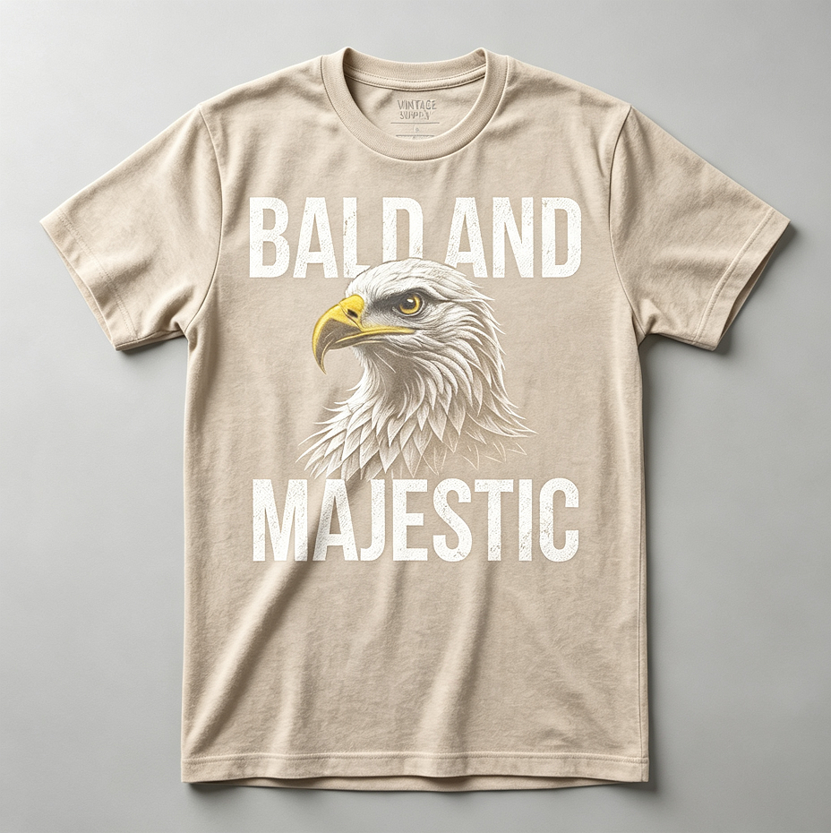 Mens Funny T Shirts Bald and Majestic Sarcastic Eagle Graphic Novelty T Shirts