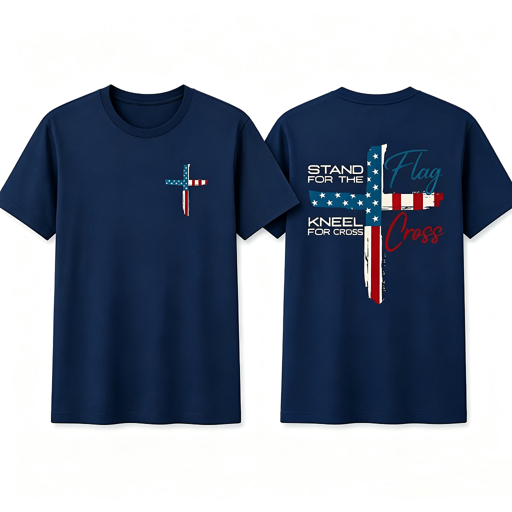 Stand for Flag Kneel for Cross Religious Tee