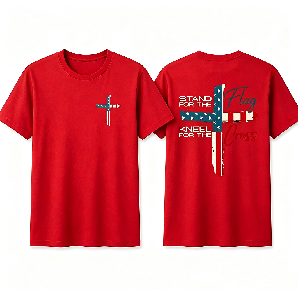 Stand for Flag Kneel for Cross Religious Tee