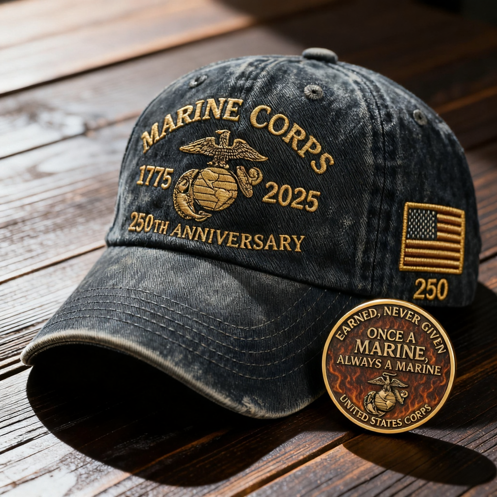 ❤️Veteran‘s Day Best Gift🌹Honoring 250th USMC Retro Washed Cap – Honor That Never Fades 🇺🇸🎁Free Symbolizes Honor Gift