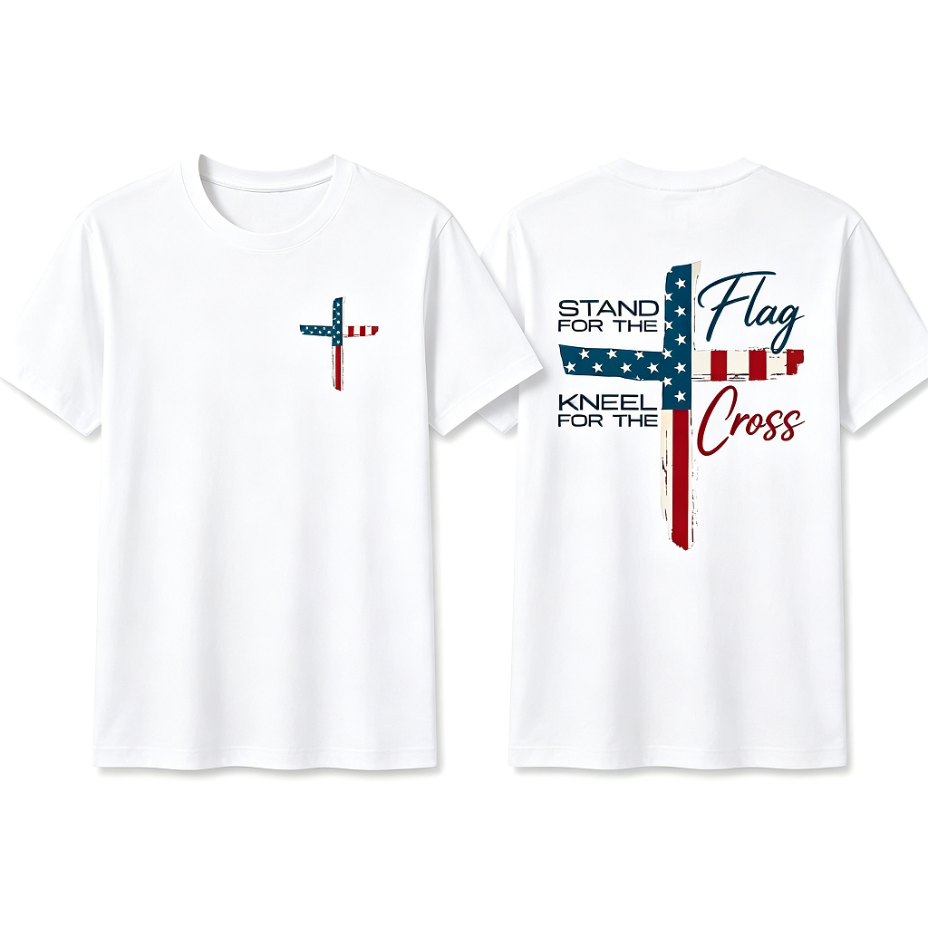 Stand for Flag Kneel for Cross Religious Tee
