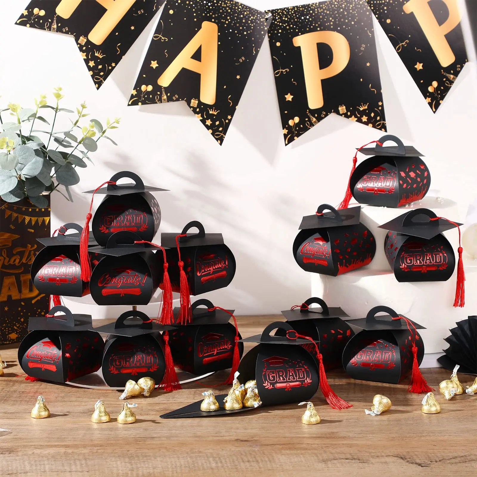 Graduation Cap Gift Boxes Graduation Decorations Class of 2026 Candy Box with Tassel for 2026 Grad Party Favors Supplies