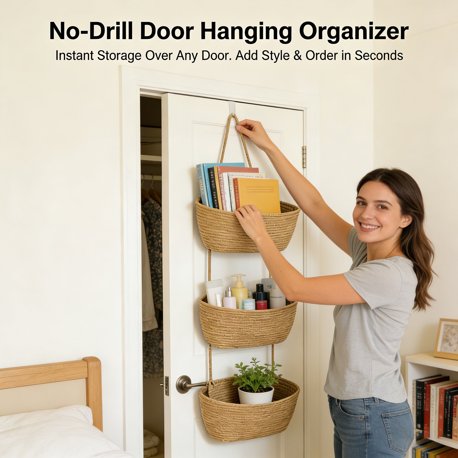 🚪 3-Tier Over-the-Door Hanging Basket Organizer