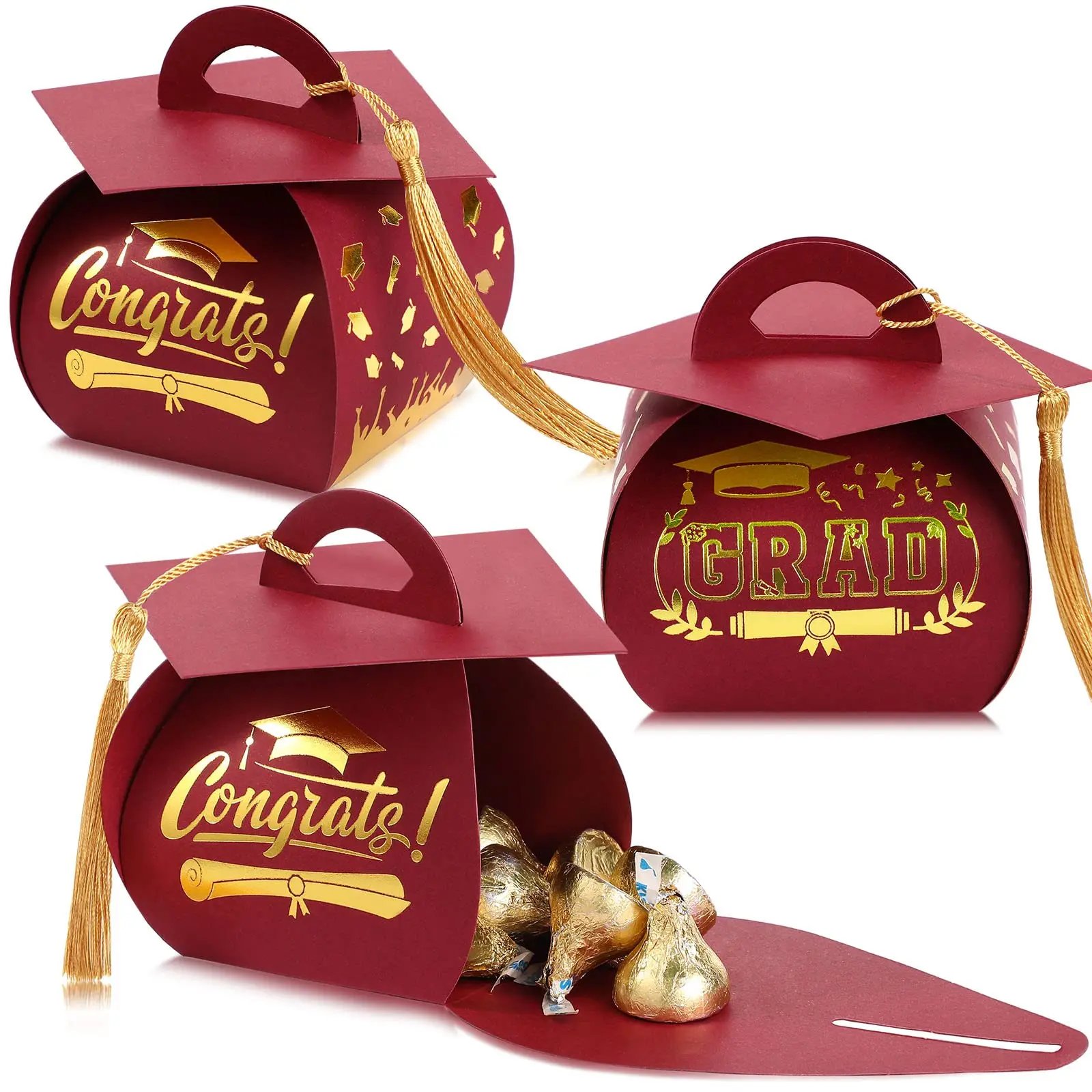 Graduation Cap Gift Boxes Graduation Decorations Class of 2026 Candy Box with Tassel for 2026 Grad Party Favors Supplies
