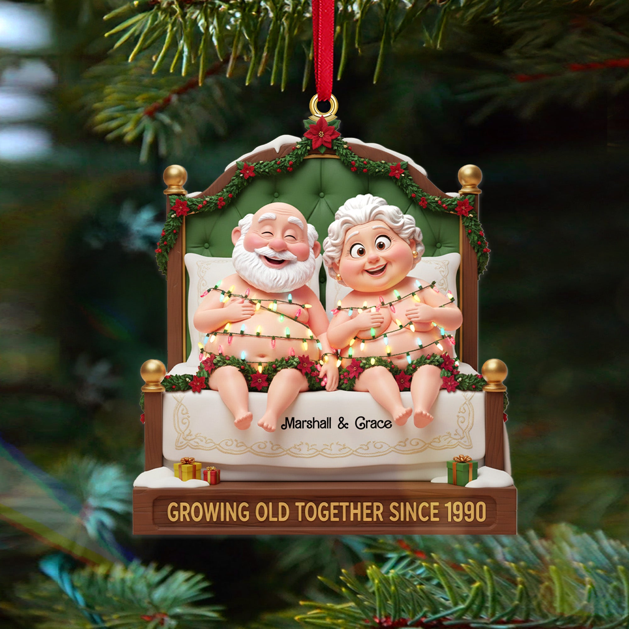 Personalized Gifts For Christmas, Lovely Old Couple Ornament
