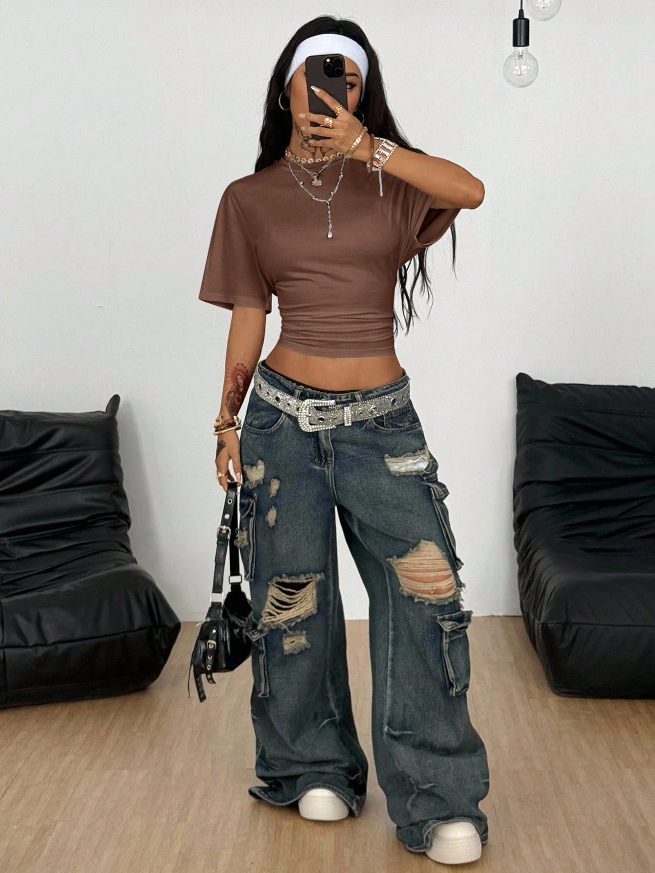 Women's Summer Casual Everyday Y2K Basic Loose Ruched Short T-Shirt, Elastic Street Style Tee for Daily Wear & Back to School