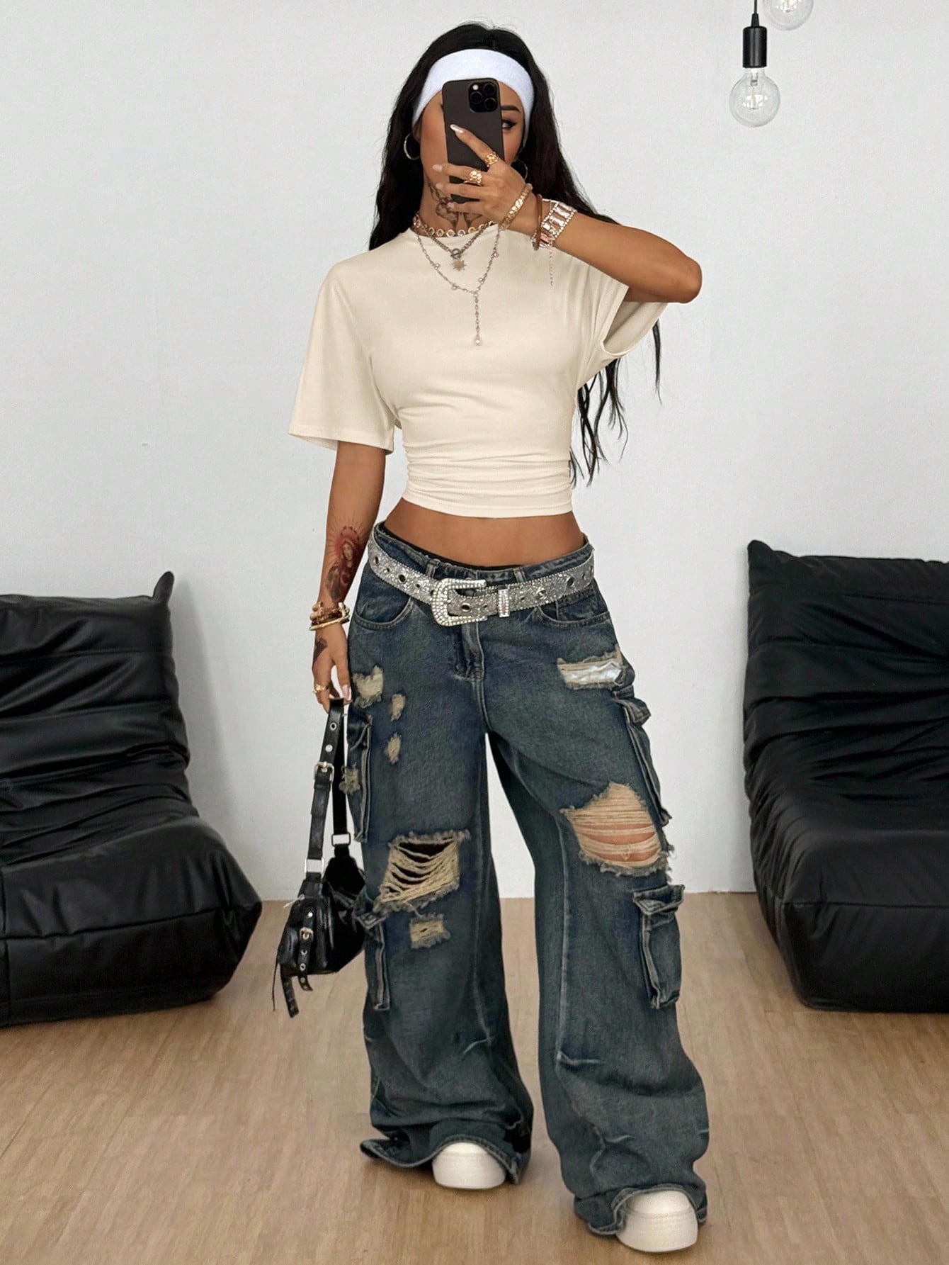 Women's Summer Casual Everyday Y2K Basic Loose Ruched Short T-Shirt, Elastic Street Style Tee for Daily Wear & Back to School