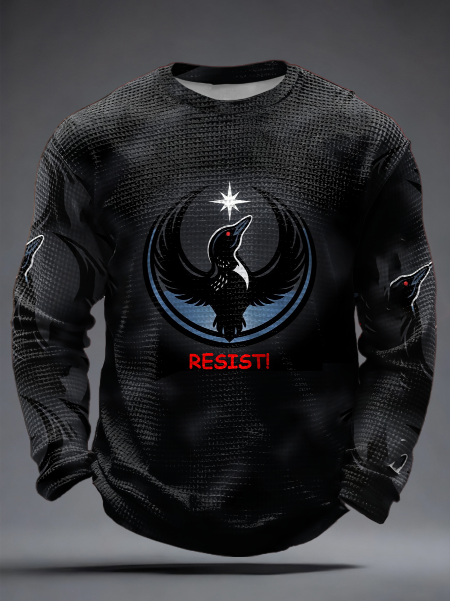 Men's The Loon Platoon Rebel Alliance Resist Printed Waffle Long Sleeve T-Shirt