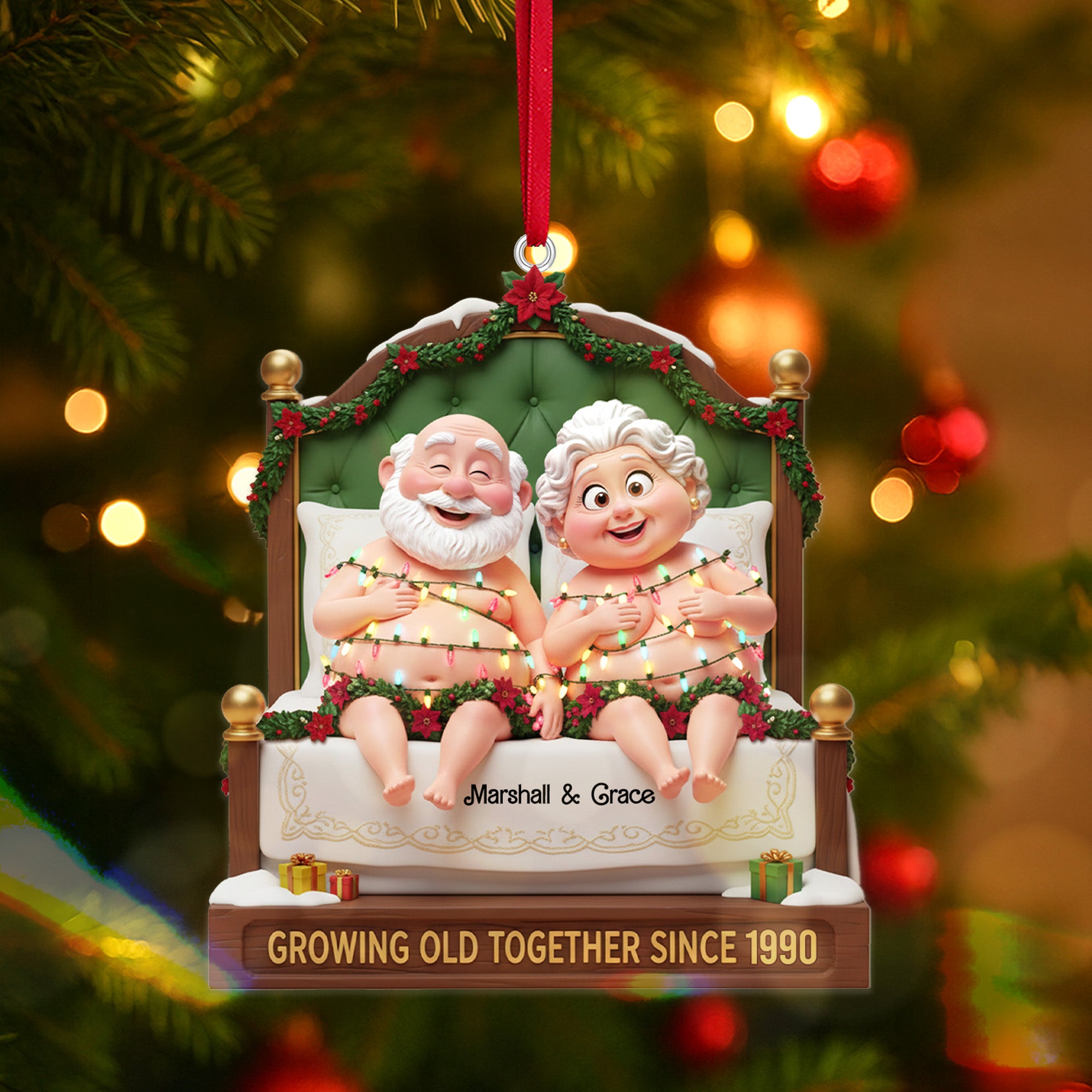 Personalized Gifts For Christmas, Lovely Old Couple Ornament