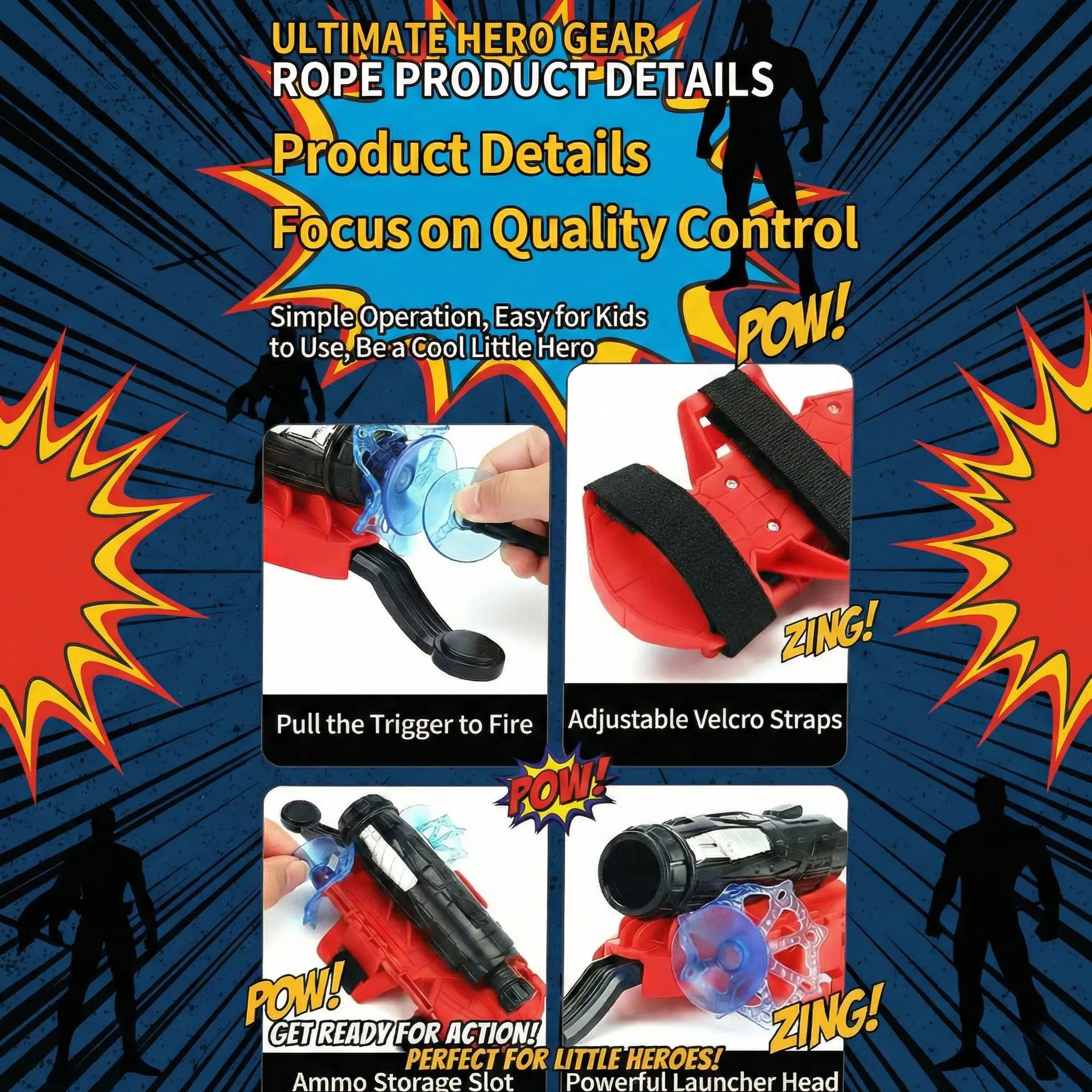 All you need Spider Silk Superhero Wrist Launcher String Shooter - Polyester Wearable Glove, Suction Cup Darts - Unisex Kids Outdoor Play Toy Set for Ages 4+ Birthday Gift, Outdoor Stuff for Kids