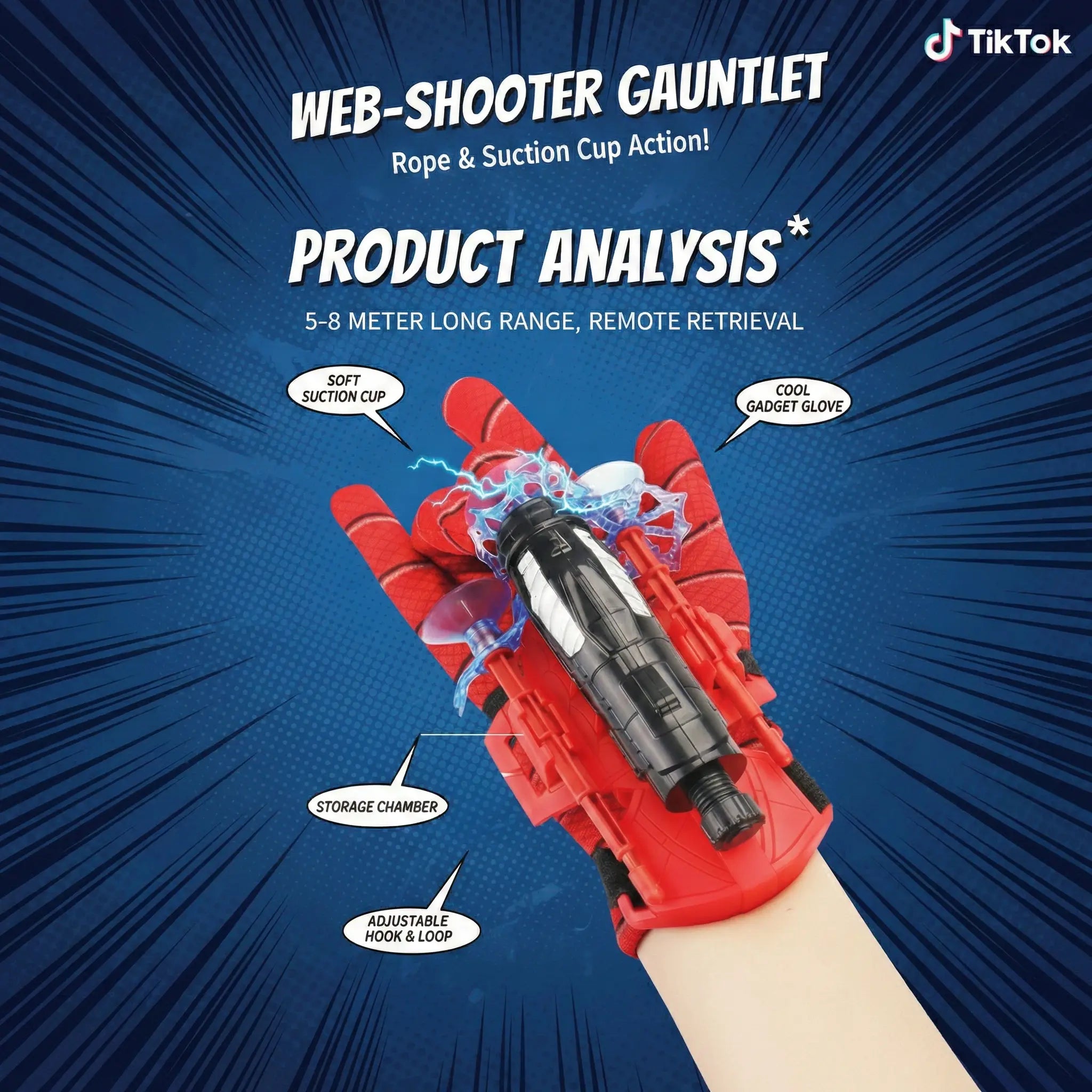 All you need Spider Silk Superhero Wrist Launcher String Shooter - Polyester Wearable Glove, Suction Cup Darts - Unisex Kids Outdoor Play Toy Set for Ages 4+ Birthday Gift, Outdoor Stuff for Kids