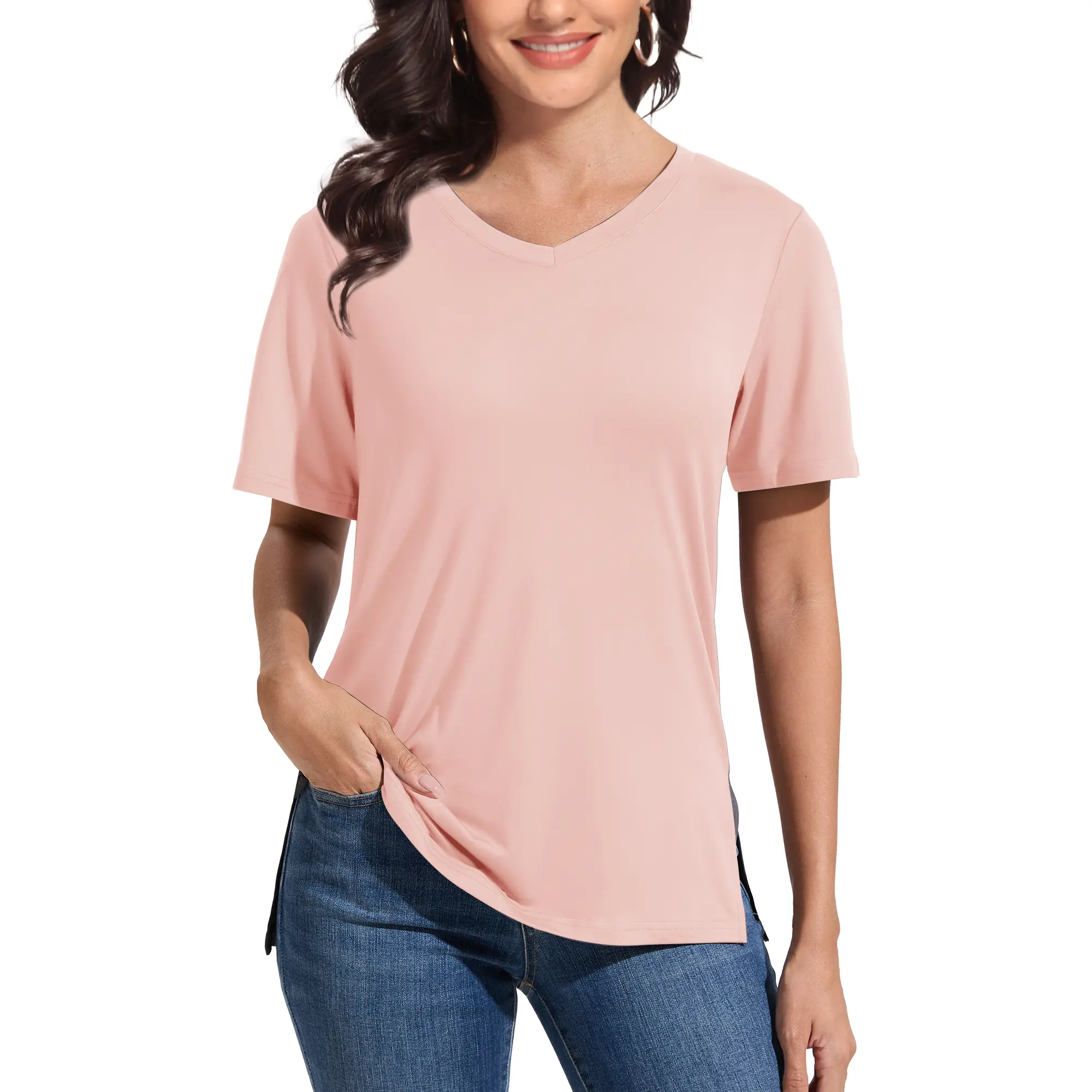 Women's Plus Size Short/Long Sleeve T-Shirts - ‌Lightweight Casual V-Neck Tops