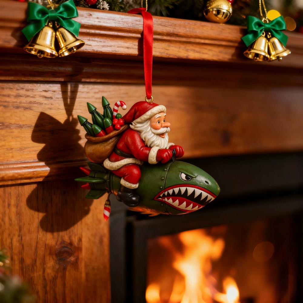 Santa’s Shark Bomber Ornament
