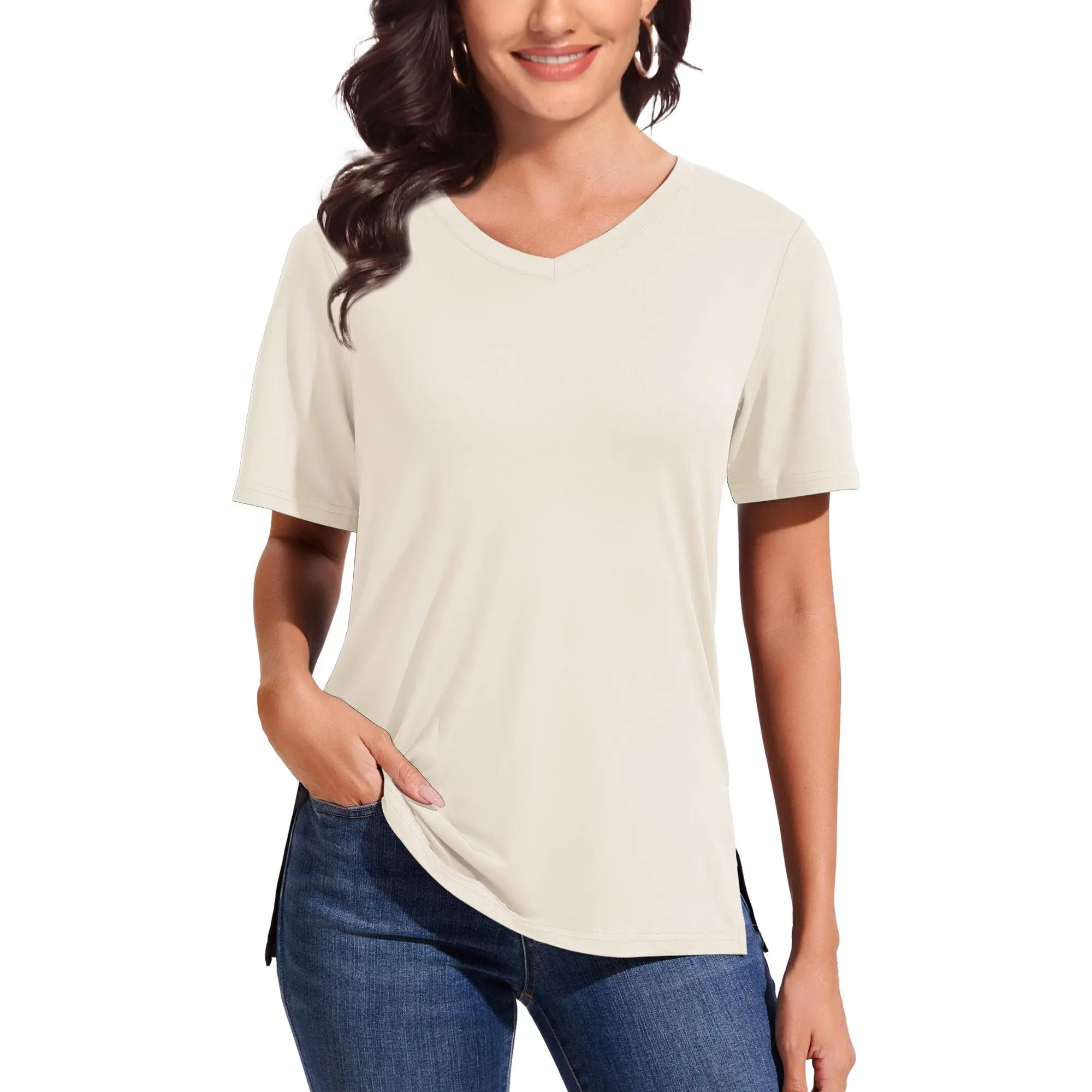 Women's Plus Size Short/Long Sleeve T-Shirts - ‌Lightweight Casual V-Neck Tops