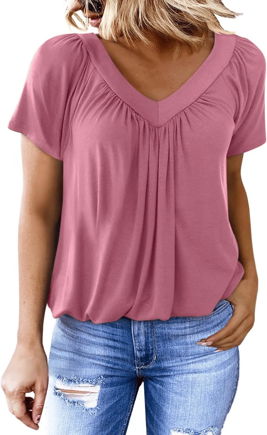 ✨Women's Casual Short Sleeve V Neck Basic T-shirts