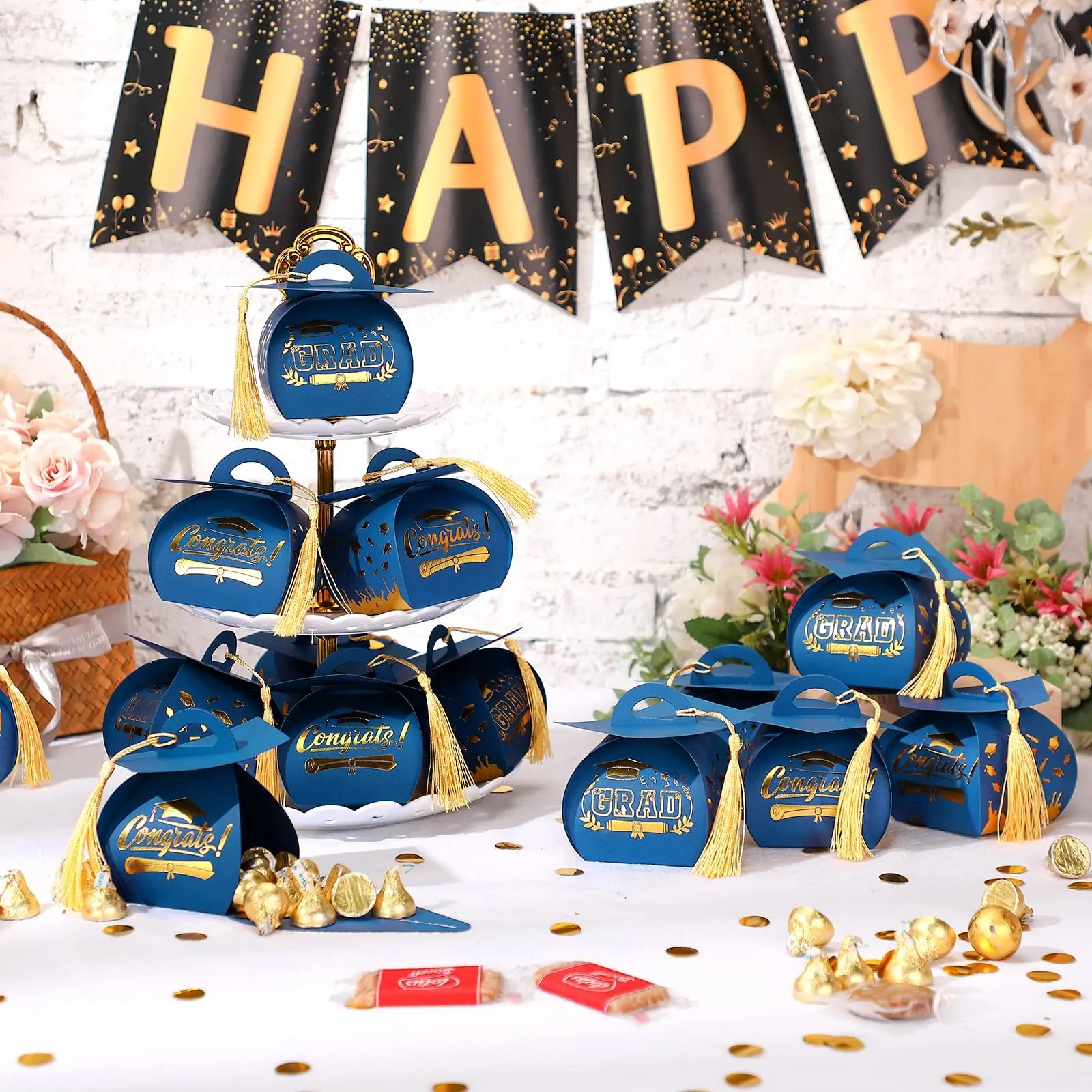 Graduation Cap Gift Boxes Graduation Decorations Class of 2026 Candy Box with Tassel for 2026 Grad Party Favors Supplies