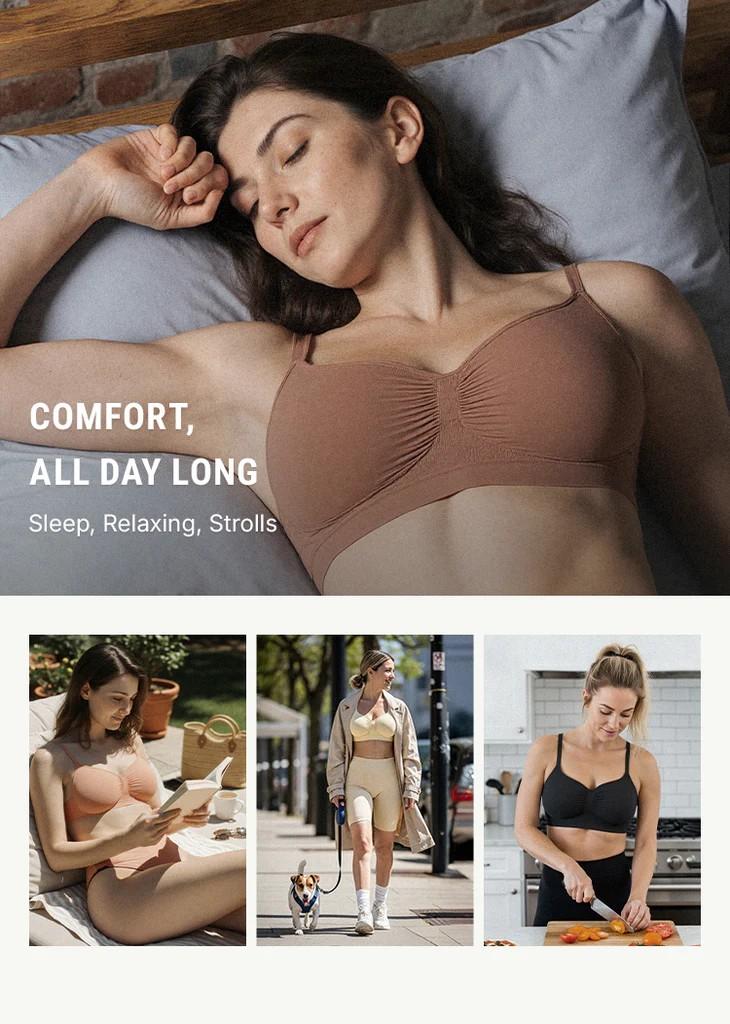 FeelinGirl Women's Wireless Bra Comfort Bralettes No Underwire Unlined Cami Bra Seamless Tshirt Bras Sports Bra Bralette Basic Comfortable Fit Womenswear Everyday Up to 44DD Summervibes