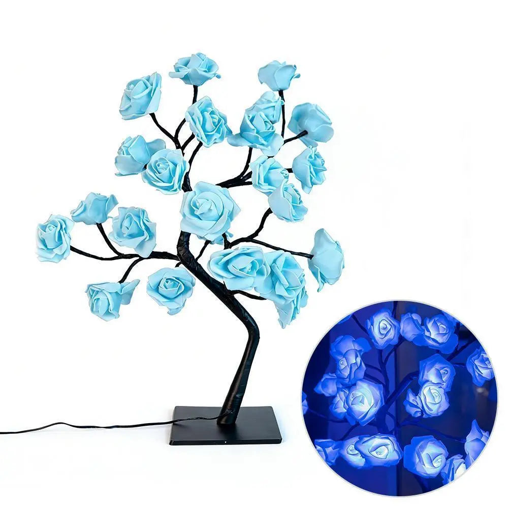 LED Rose Flower Tree Lamp - USB/Battery Powered Tabletop Decor Gift