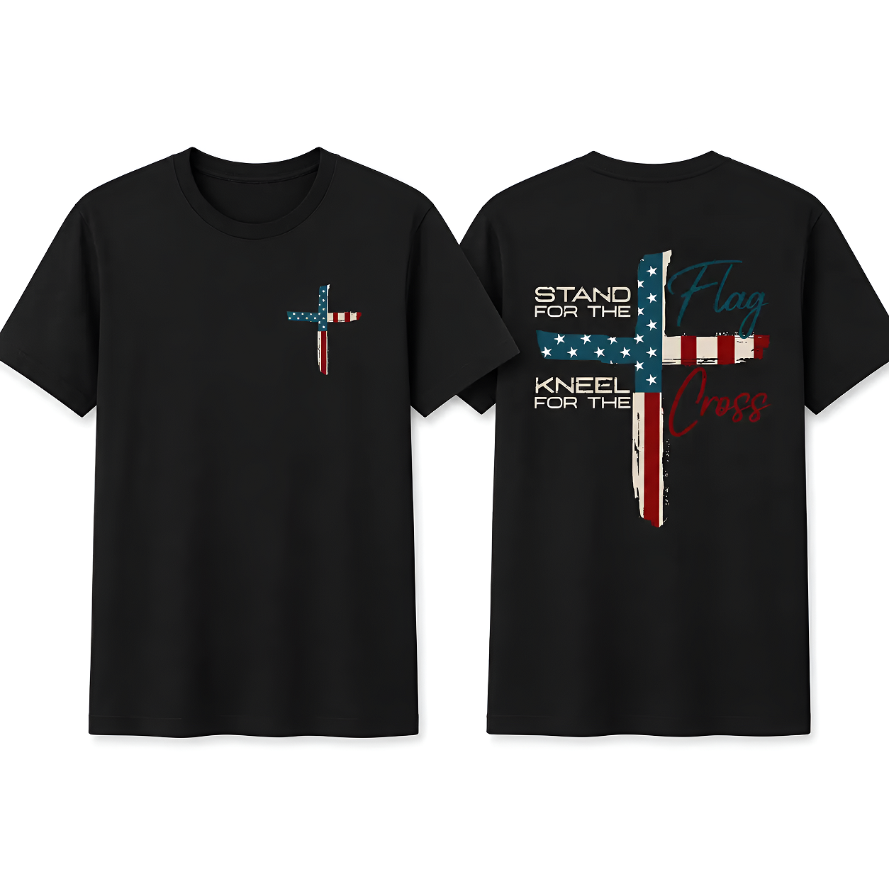 Stand for Flag Kneel for Cross Religious Tee
