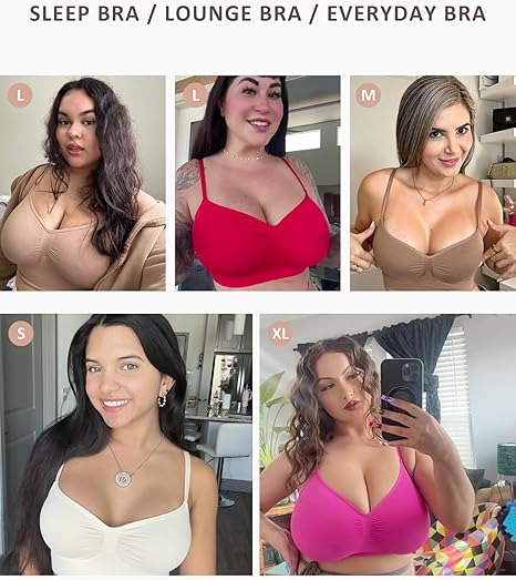 FeelinGirl Women's Wireless Bra Comfort Bralettes No Underwire Unlined Cami Bra Seamless Tshirt Bras Sports Bra Bralette Basic Comfortable Fit Womenswear Everyday Up to 44DD Summervibes