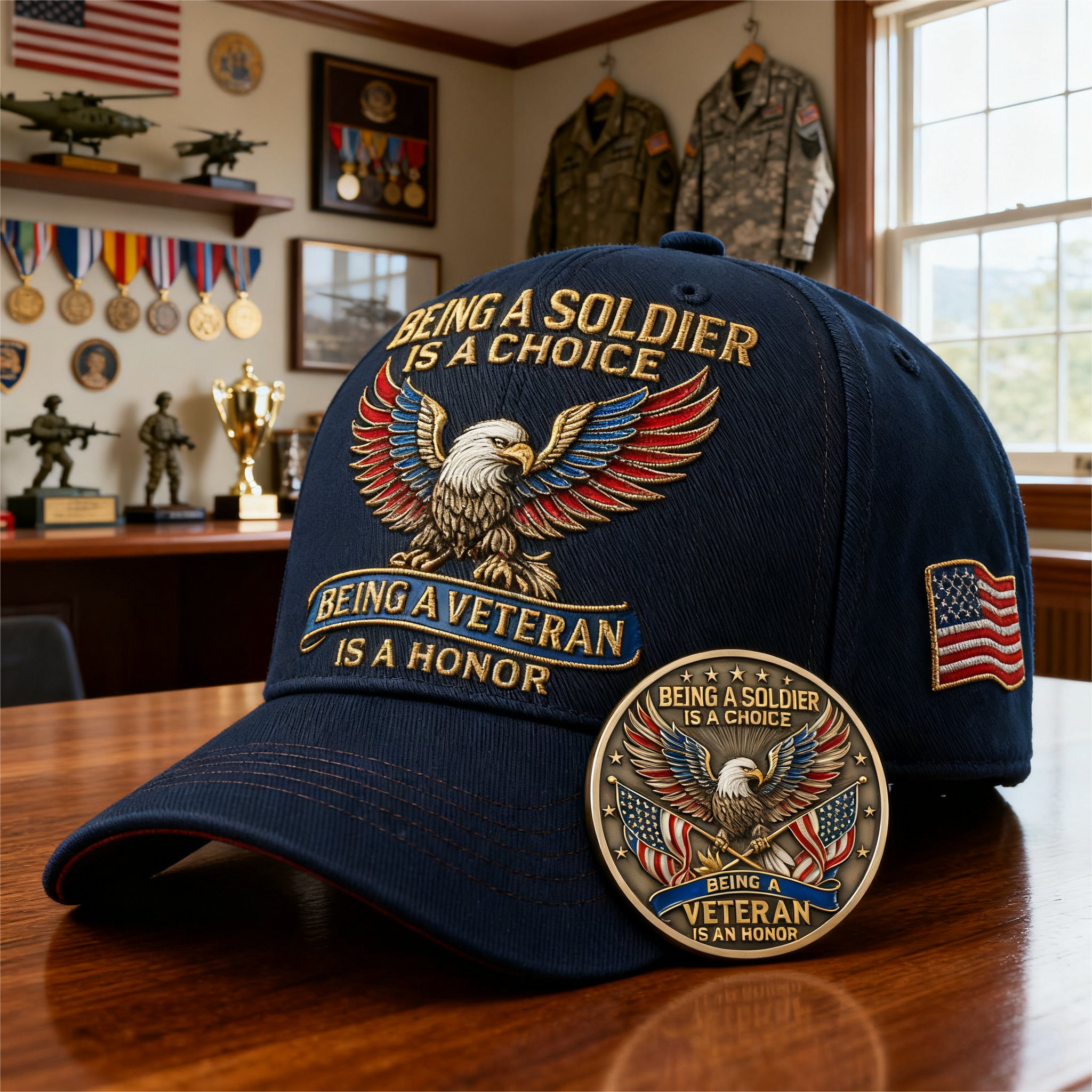 🦅 “Being a Soldier, Being a Veteran” Commemorative Set 🇺🇸✨ — A Tribute to Duty, Courage, and Honor