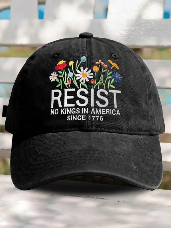 🔥Retro Resist No Kings In America Since 1776 Print Baseball Cap