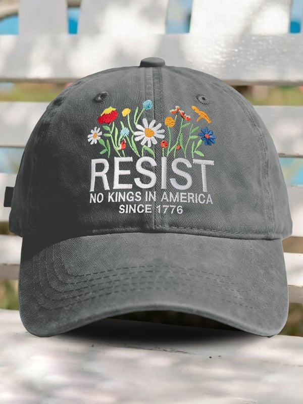 🔥Retro Resist No Kings In America Since 1776 Print Baseball Cap