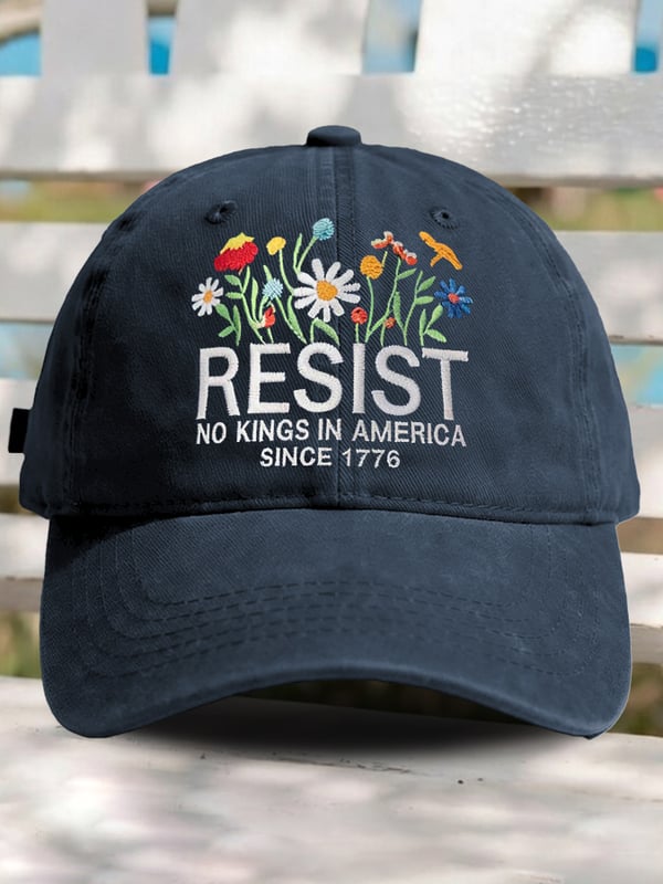 🔥Retro Resist No Kings In America Since 1776 Print Baseball Cap