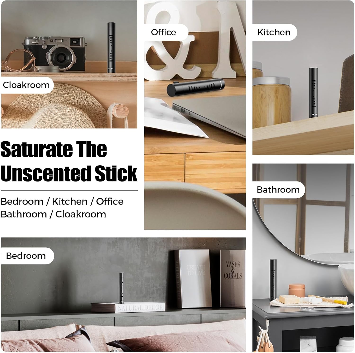 2 Car Air Freshener Diffuser Vent Clips，With Odorless Refill Sticks, Essential Oil Car Diffuser