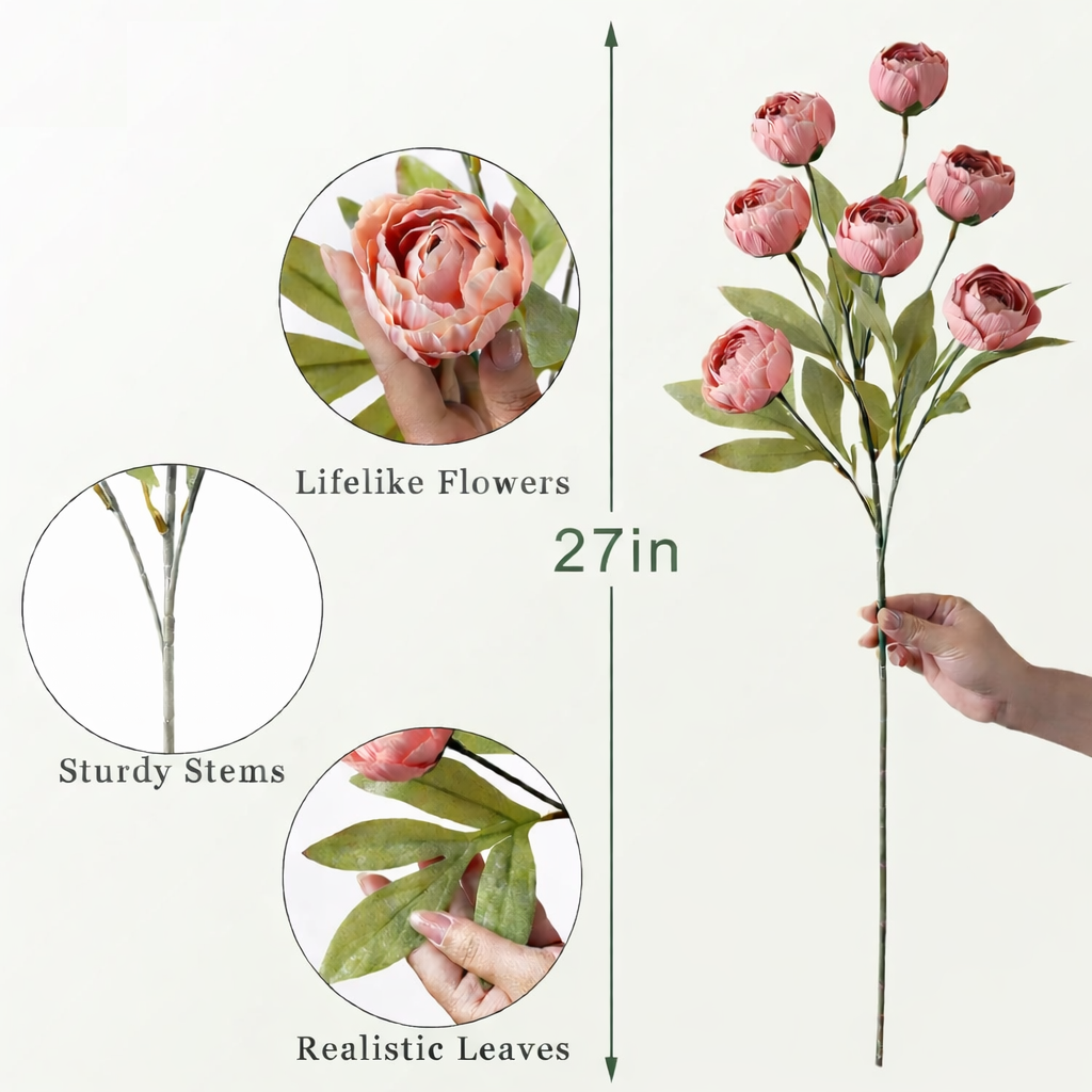 Faux Silk Peony Artificial Flowers