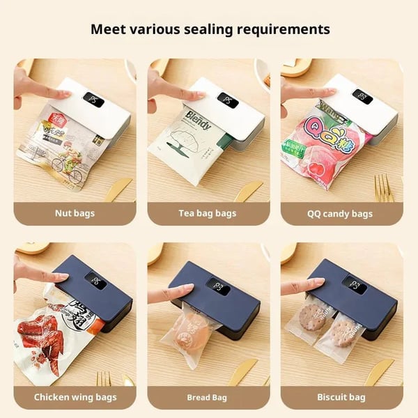 💡Portable mini sealing machine, rechargeable portable bag resealer with 6 adjustable speeds and LED power display