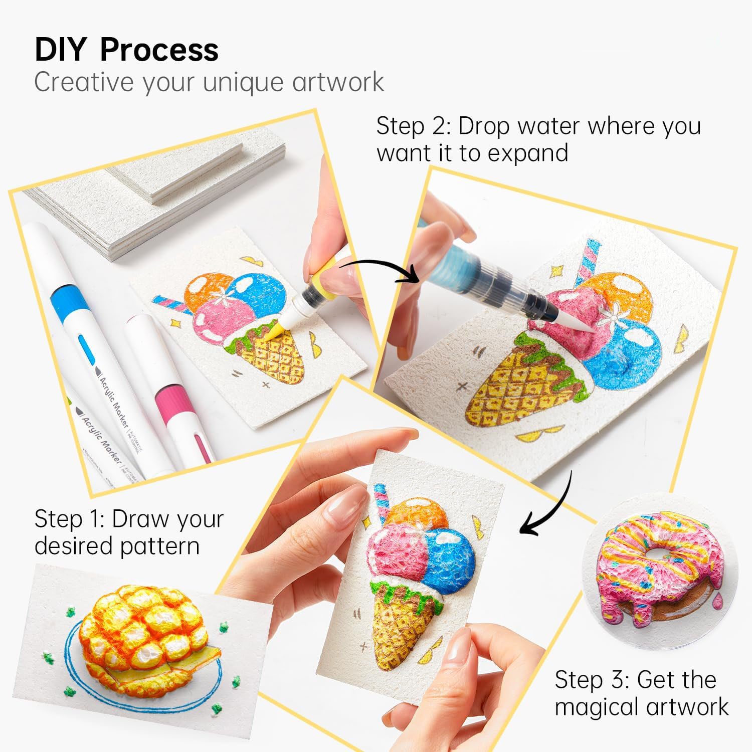 Magical 3D Foam Painting Kit – 44PCS Kids Art Set with 28 Texture Papers & 12 Acrylic Paint Markers