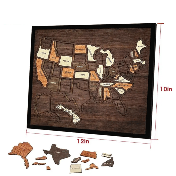 🇺🇸 Wooden USA Travel Map Puzzle🧩A Stylish Way to Track Your Journey & Memories