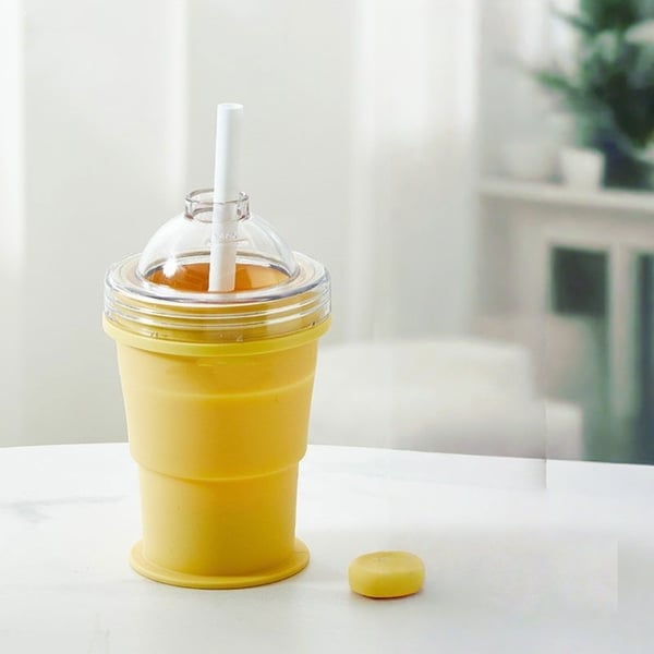 🔥NEW HOT SELLING 49% OFF 🔥 2-in-1 Collapsible Silicone Ice Ball Maker Cup & Reusable Ice Sphere Mold with Straw Lid