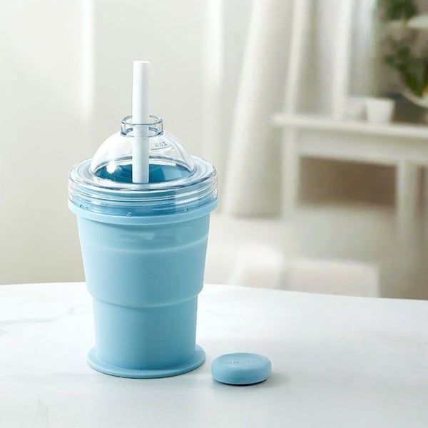 🔥NEW HOT SELLING 49% OFF 🔥 2-in-1 Collapsible Silicone Ice Ball Maker Cup & Reusable Ice Sphere Mold with Straw Lid
