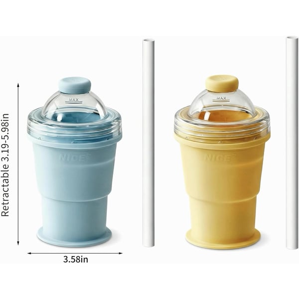🔥NEW HOT SELLING 49% OFF 🔥 2-in-1 Collapsible Silicone Ice Ball Maker Cup & Reusable Ice Sphere Mold with Straw Lid