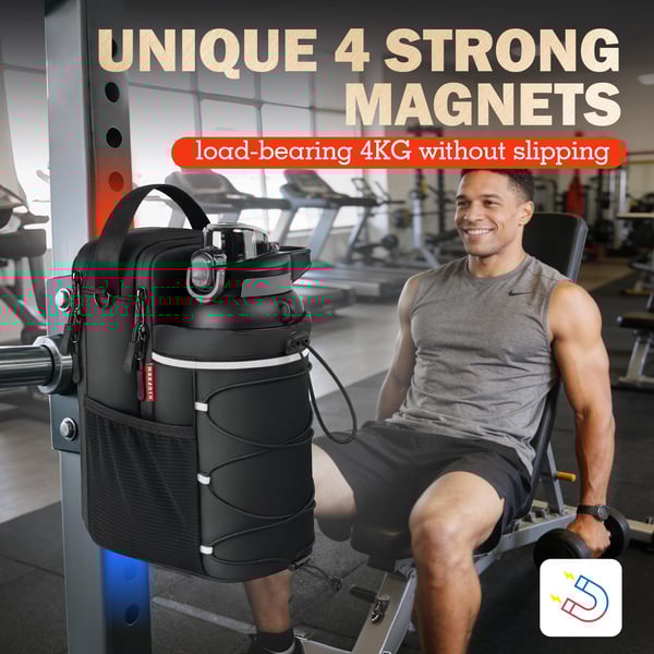 Magnetic Gym Bags with Water Bottle Holder, 4KG Non-Slip Strong Magnetic Gym Water Bottle Bag