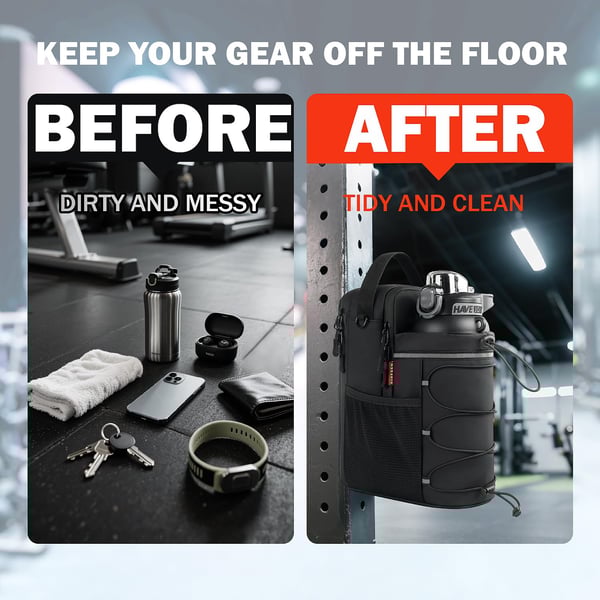 Magnetic Gym Bags with Water Bottle Holder, 4KG Non-Slip Strong Magnetic Gym Water Bottle Bag