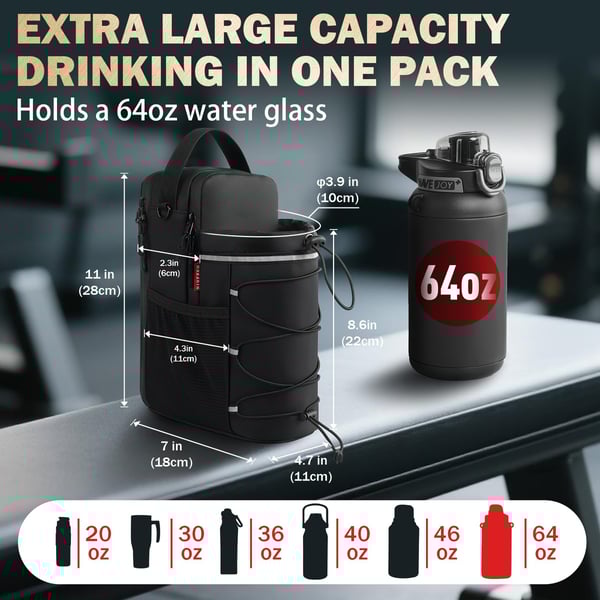 Magnetic Gym Bags with Water Bottle Holder, 4KG Non-Slip Strong Magnetic Gym Water Bottle Bag