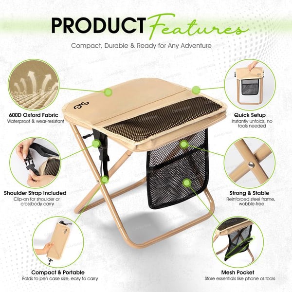 🎁【Mother's Day gift】Sports Folding Chair, Upgraded Shoulder Strap Folding Stool, weighing only 1.5 lbs