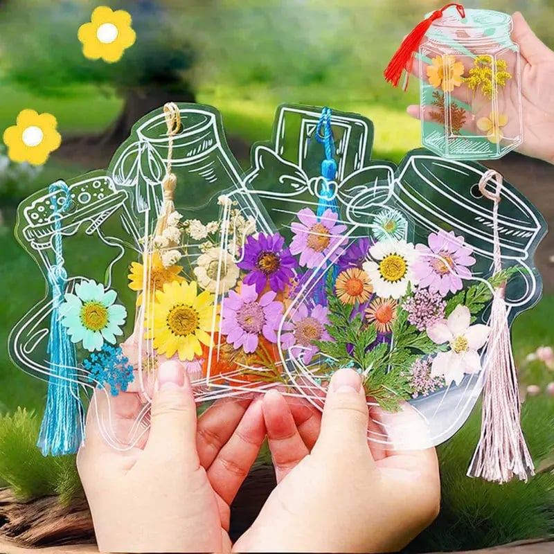 🌸 Transparent Dried Flower Bookmark DIY Craft Kit for Kids - Honey Jar Bottle Series 