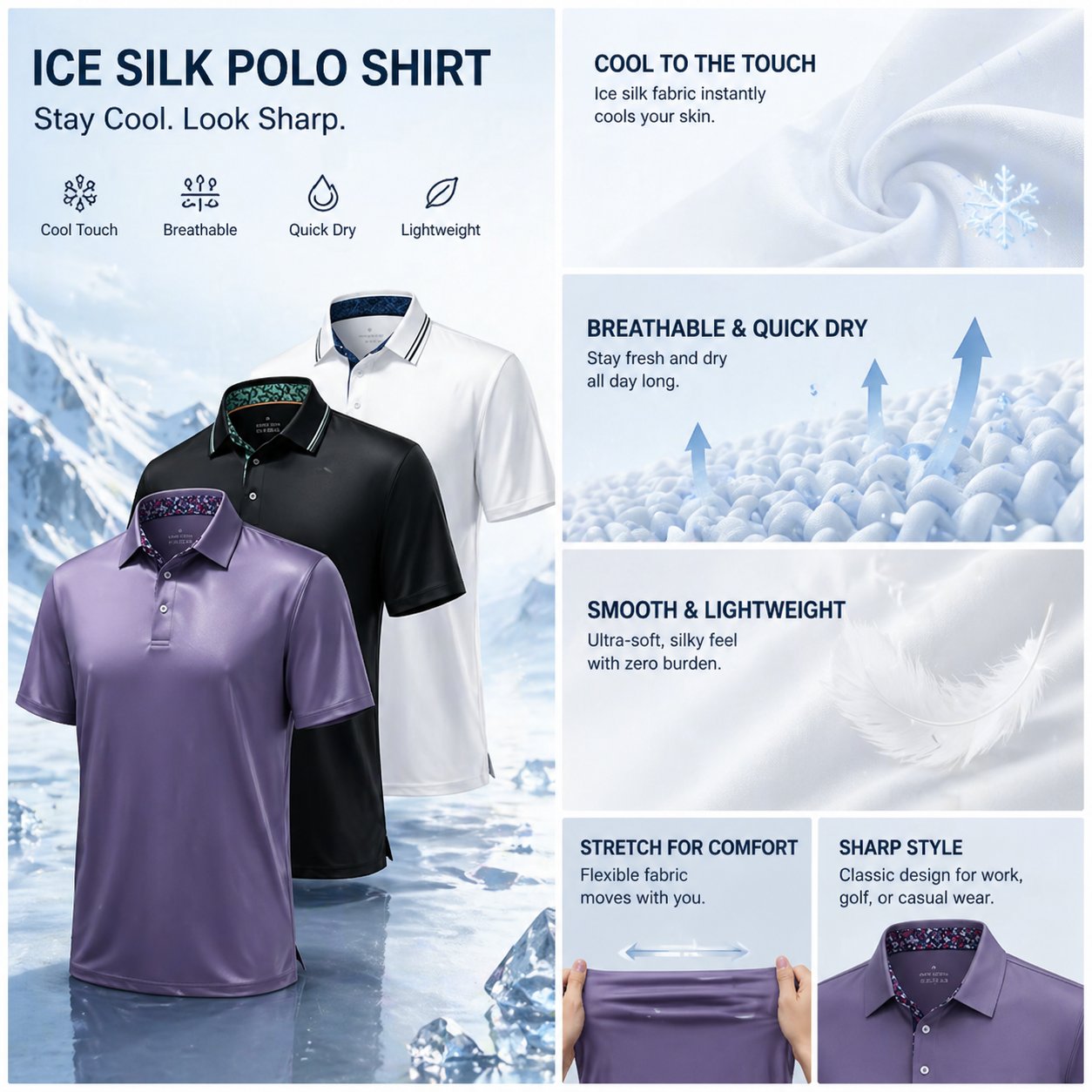 🔥Hot Sale 49% off👕3-Pack Men's Polo Shirts