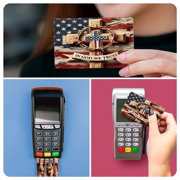 🔥Last Day 49% OFF - 💳✝️ Faith & Patriot Card Sticker Set – Inspirational Credit Card Stickers with Cross & Scripture Designs - JESUS PAID IT ALL