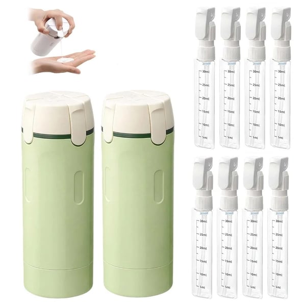 4 in 1 Travel Dispenser, Leak-Proof Refillable Silicone Squeeze Container with Lock, Compact and Lightweight Toiletry Organizer