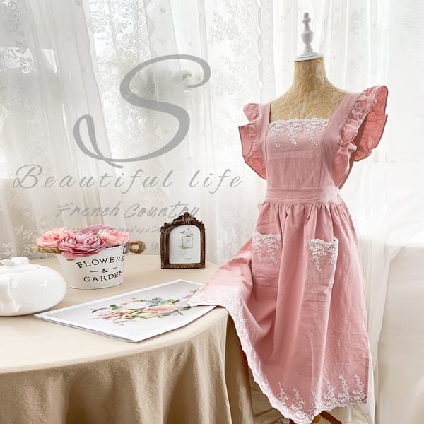 【Mother's Day gift】 Cotton Apron - 100% cotton floral pattern, full-coverage gardening apron, suitable for flower shops and home use