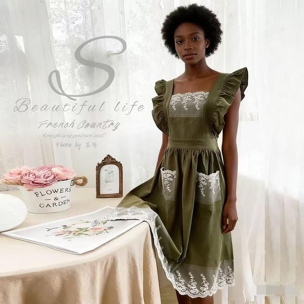 【Mother's Day gift】 Cotton Apron - 100% cotton floral pattern, full-coverage gardening apron, suitable for flower shops and home use
