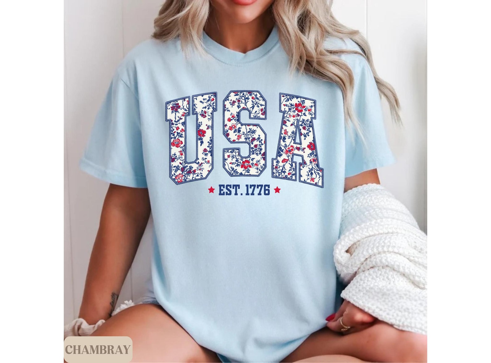 Comfort Colors USA Shirt, 4th of July shirt, floral USA tee, summer patriotic shirt