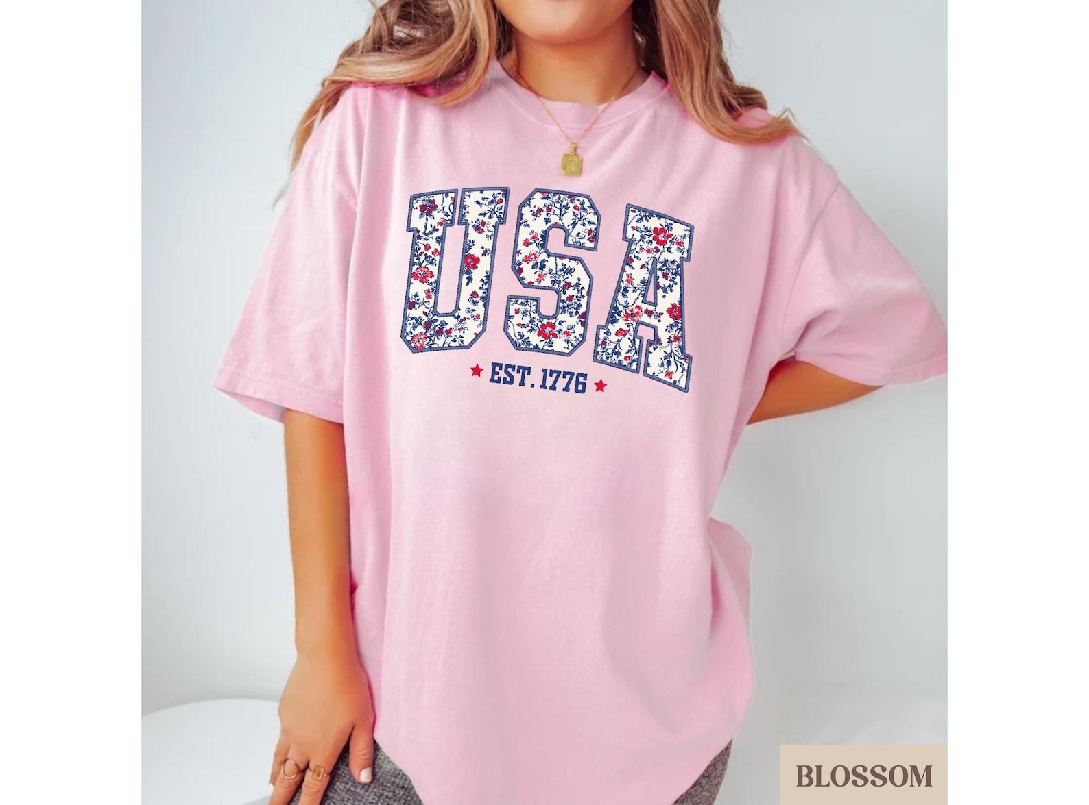 Comfort Colors USA Shirt, 4th of July shirt, floral USA tee, summer patriotic shirt