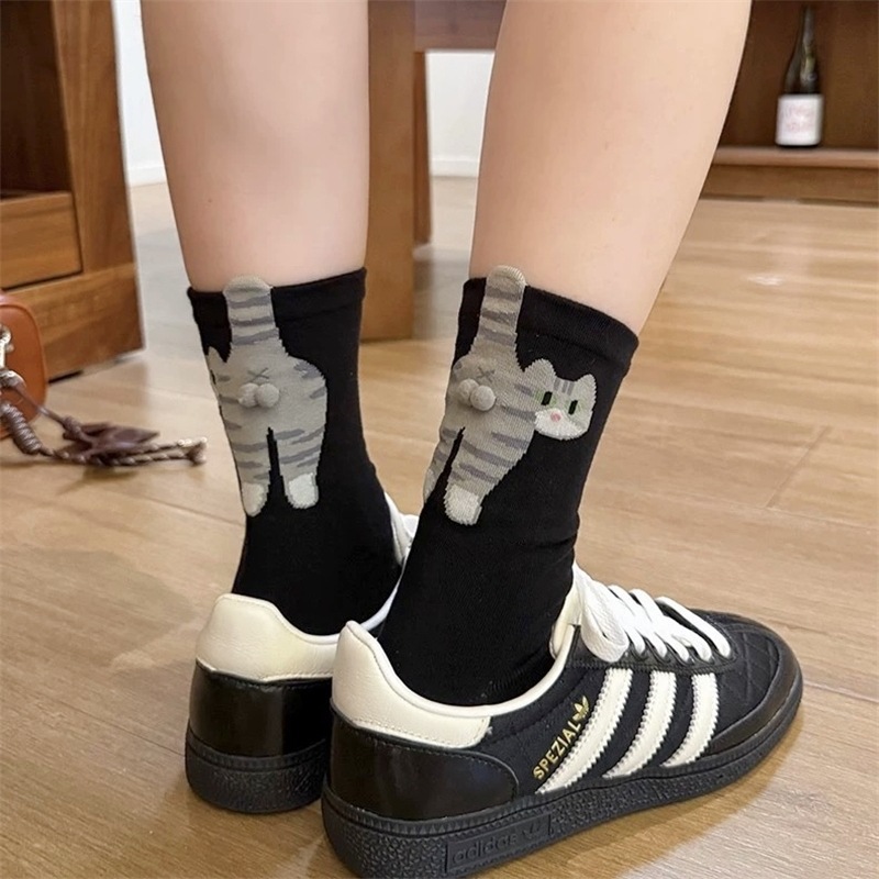 Cute Cat Socks with Balls | Funny Novelty Cotton Animal Crew Socks Gif