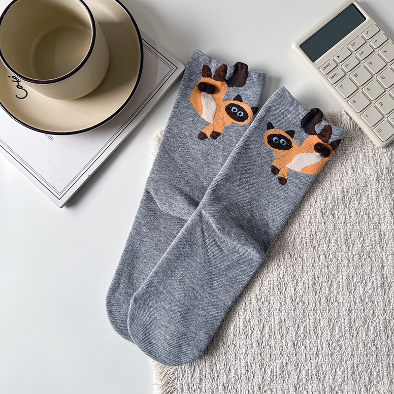 Cute Cat Socks with Balls | Funny Novelty Cotton Animal Crew Socks Gif